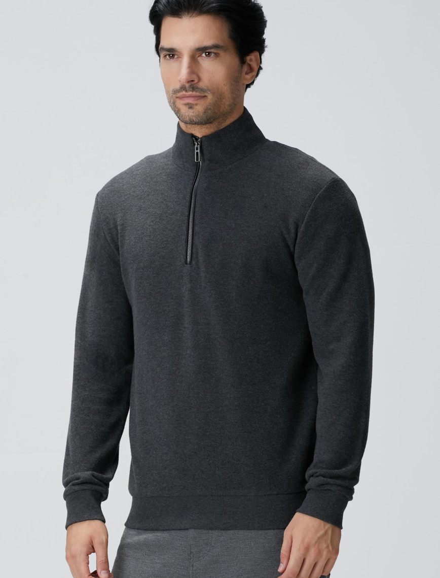 Network Erkek Antrasit Dik Yaka Fermuarlı Sweatshirt Network Erkek Antrasit Dik Yaka Fermuarlı Sweatshirt