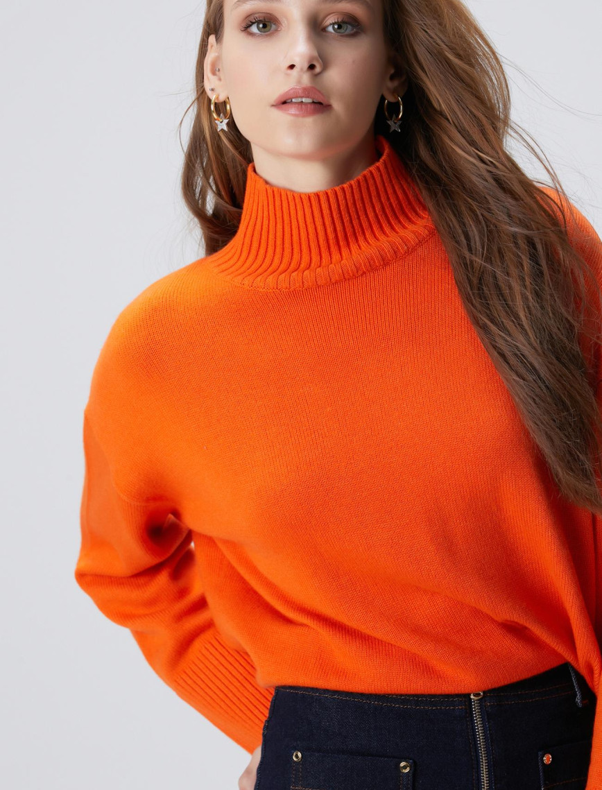 Network Kadın Turuncu Yün Karışımlı Triko Kazak Network Kadın Turuncu Yün Karışımlı Triko Kazak