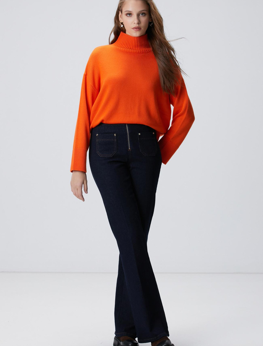 Network Kadın Turuncu Yün Karışımlı Triko Kazak Network Kadın Turuncu Yün Karışımlı Triko Kazak