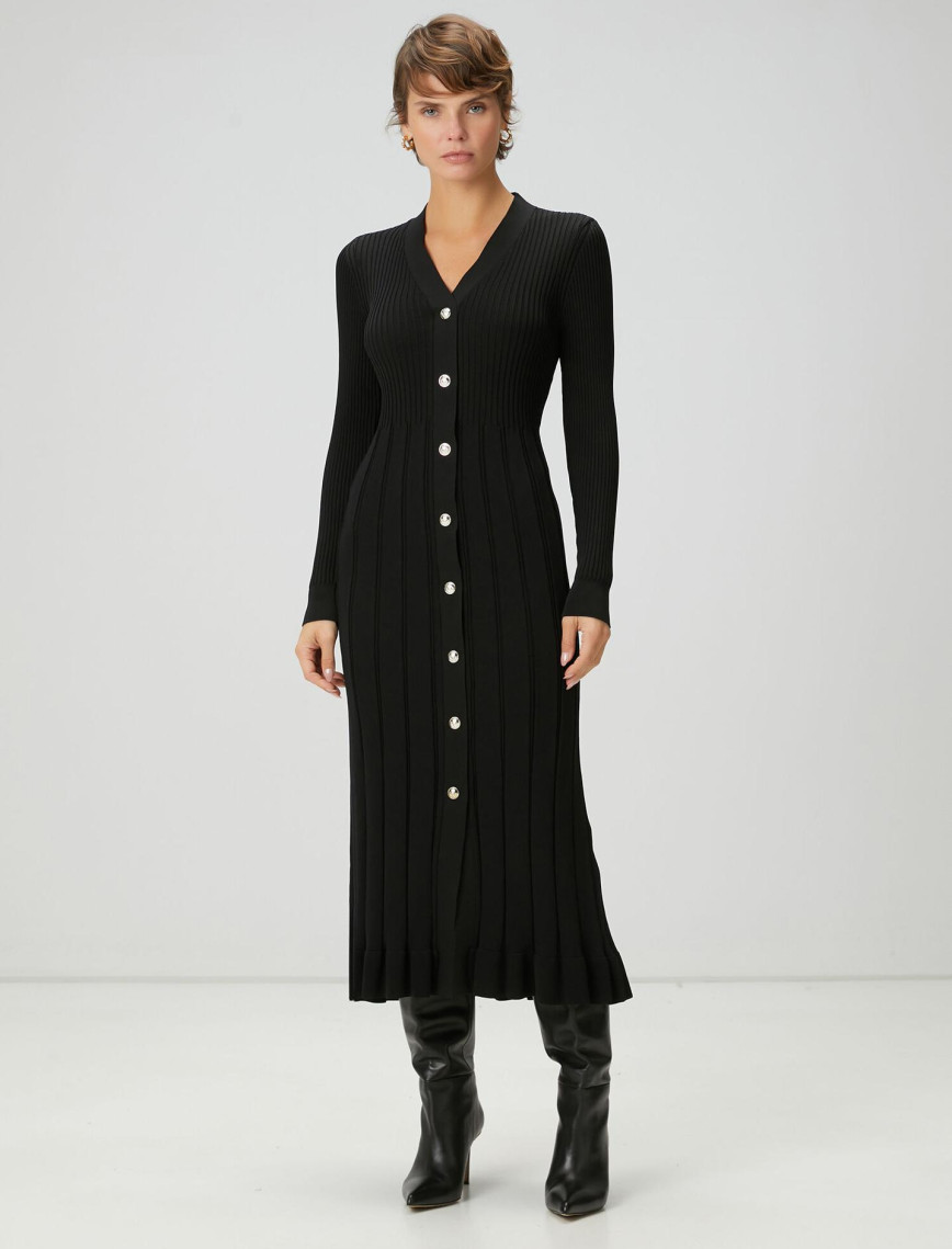 Beymen Club Kadın Siyah Midi Triko Elbise Beymen Club Kadın Siyah Midi Triko Elbise