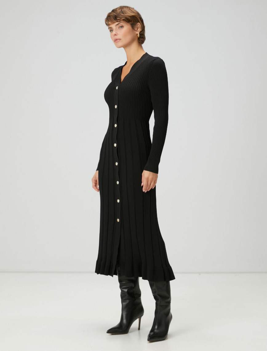 Beymen Club Kadın Siyah Midi Triko Elbise Beymen Club Kadın Siyah Midi Triko Elbise