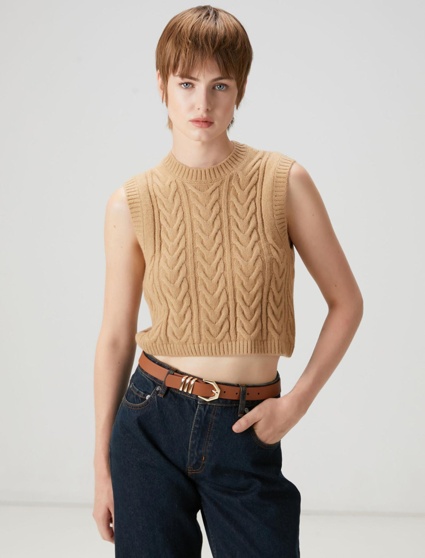 Beymen Club Kadın Camel Örgü Crop Triko Beymen Club Kadın Camel Örgü Crop Triko