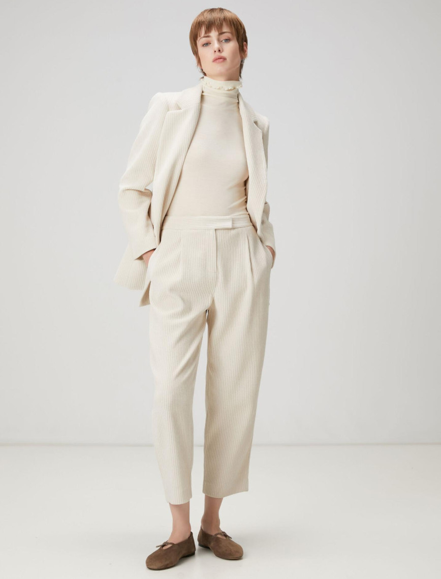 Beymen Club Kadın Ekru Fitilli Havuç Pantolon Beymen Club Kadın Ekru Fitilli Havuç Pantolon