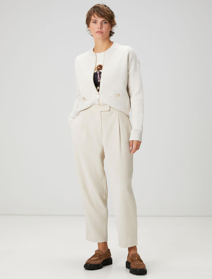 Beymen Club Kadın Açık Bej Ottoman Dokulu Yün Bomber Ceket Beymen Club Kadın Açık Bej Ottoman Dokulu Yün Bomber Ceket