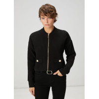 Beymen Club Kadın Siyah Ottoman Dokulu Yün Bomber Ceket Beymen Club Kadın Siyah Ottoman Dokulu Yün Bomber Ceket