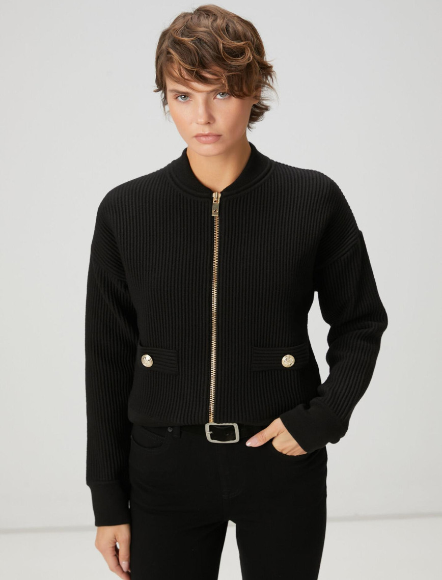 Beymen Club Kadın Açık Bej Ottoman Dokulu Yün Bomber Ceket Beymen Club Kadın Açık Bej Ottoman Dokulu Yün Bomber Ceket