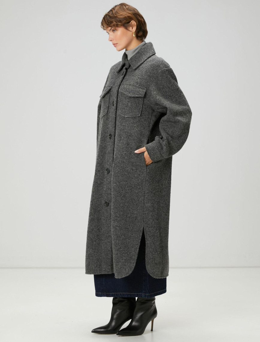 Beymen Club Kadın Gri Yıldız Nakışlı Uzun Yün Dış Gömlek Beymen Club Kadın Gri Yıldız Nakışlı Uzun Yün Dış Gömlek