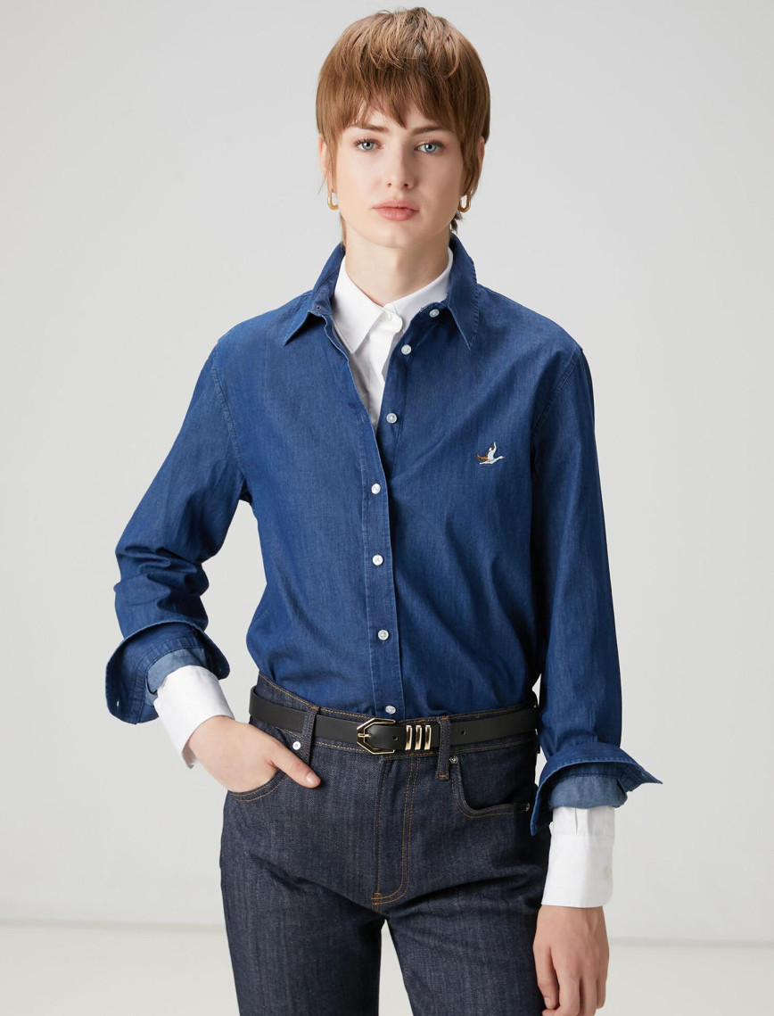 Beymen Club Kadın Mavi Basic Denim Gömlek Beymen Club Kadın Mavi Basic Denim Gömlek