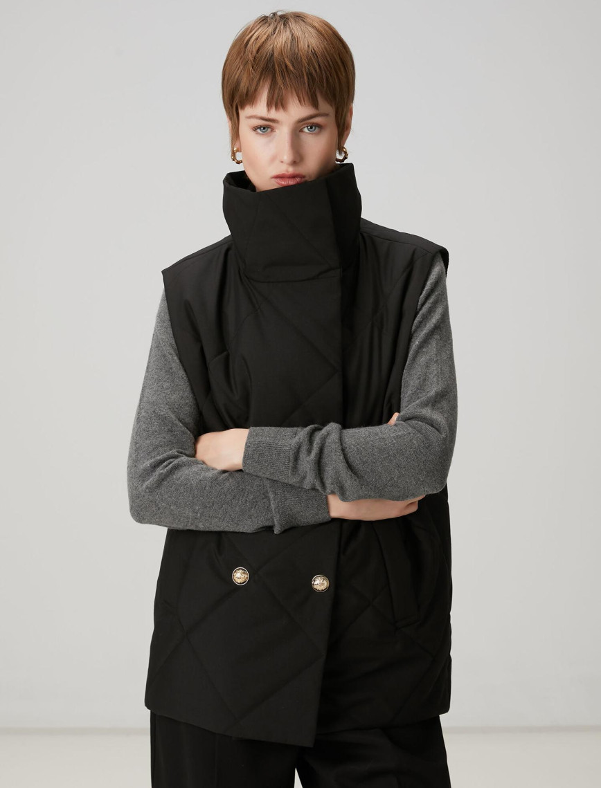 Beymen Club Kadın Siyah Kapitoneli Kruvaze Yelek Beymen Club Kadın Siyah Kapitoneli Kruvaze Yelek