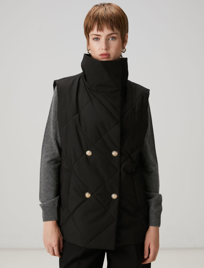 Beymen Club Kadın Siyah Kapitoneli Kruvaze Yelek Beymen Club Kadın Siyah Kapitoneli Kruvaze Yelek