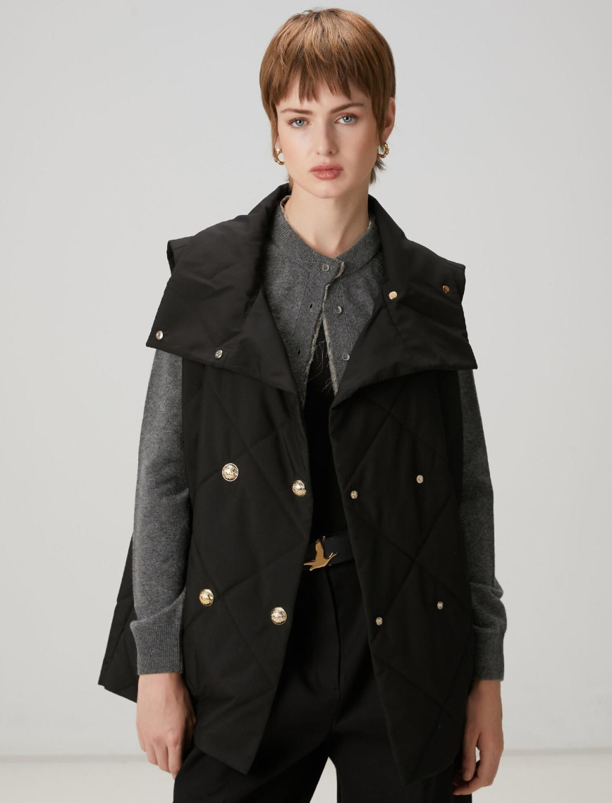 Beymen Club Kadın Siyah Kapitoneli Kruvaze Yelek Beymen Club Kadın Siyah Kapitoneli Kruvaze Yelek