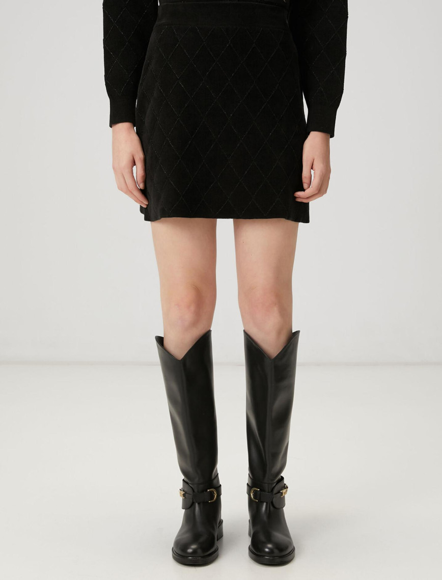 Beymen Club Kadın Siyah Mini Triko Etek Beymen Club Kadın Siyah Mini Triko Etek