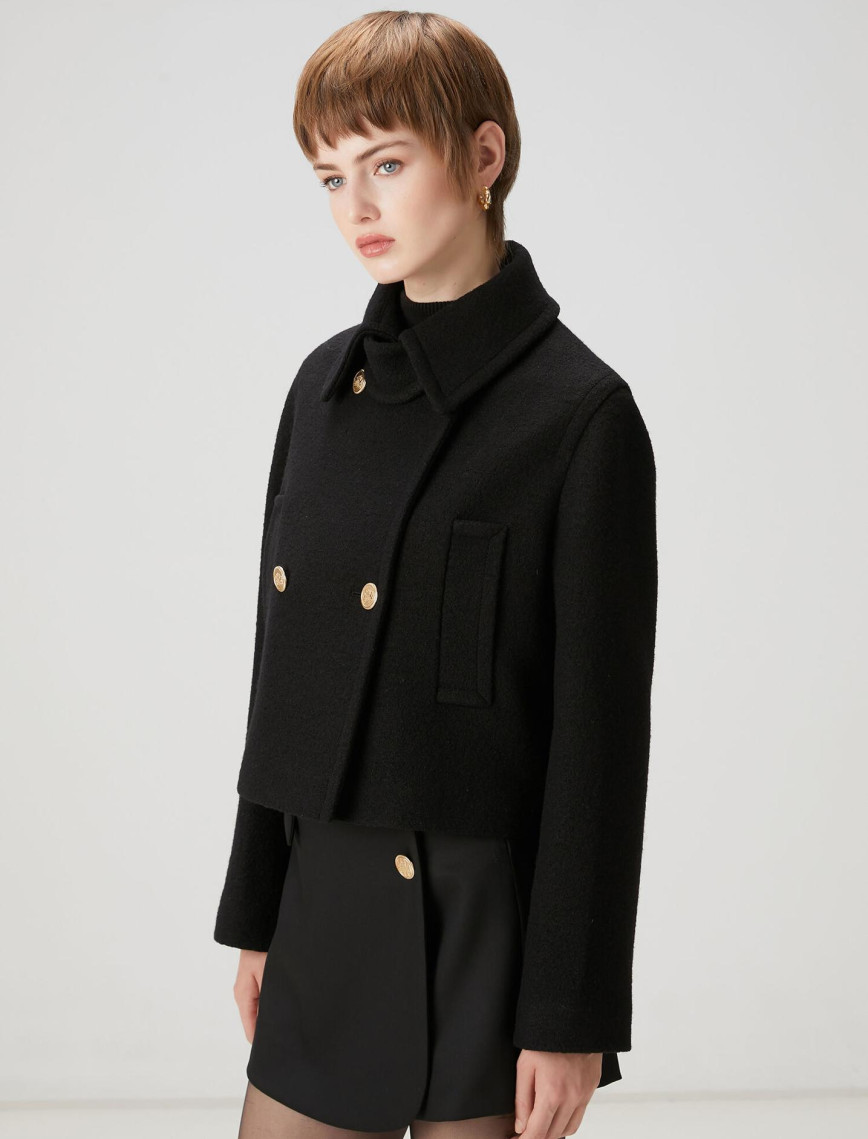 Beymen Club Kadın Siyah Kruvaze Yün Ceket Beymen Club Kadın Siyah Kruvaze Yün Ceket