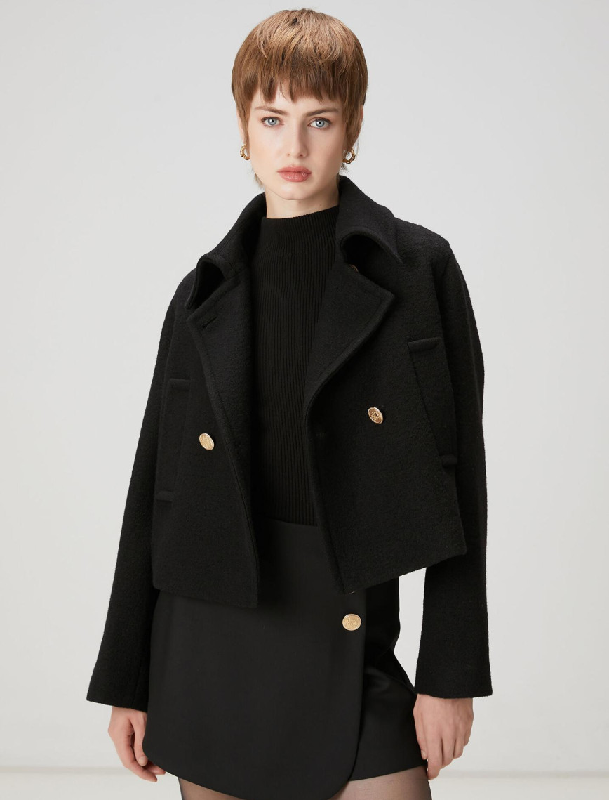 Beymen Club Kadın Siyah Kruvaze Yün Ceket Beymen Club Kadın Siyah Kruvaze Yün Ceket