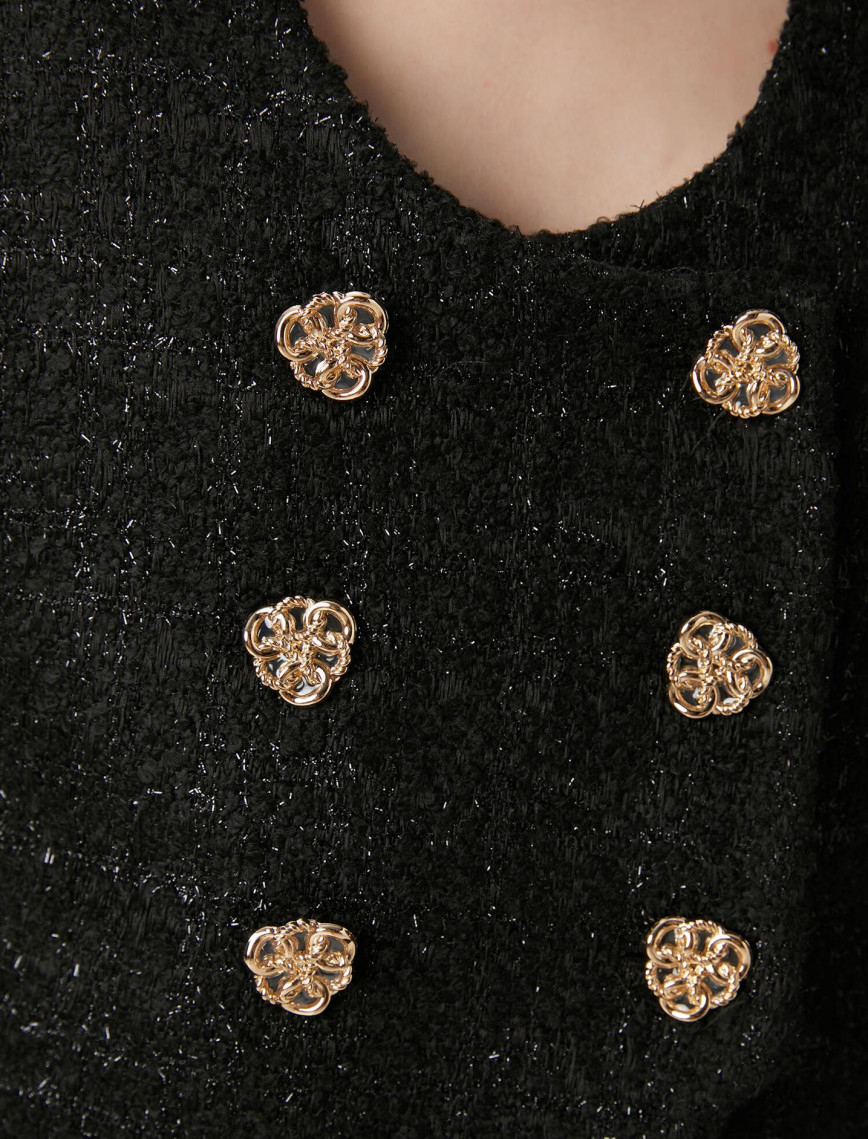 Beymen Club Kadın Siyah Simli Kruvaze Tweed Yelek Beymen Club Kadın Siyah Simli Kruvaze Tweed Yelek