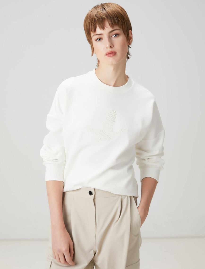 Beymen Club Kadın Beyaz Logo Nakışlı Sweatshirt Beymen Club Kadın Beyaz Logo Nakışlı Sweatshirt