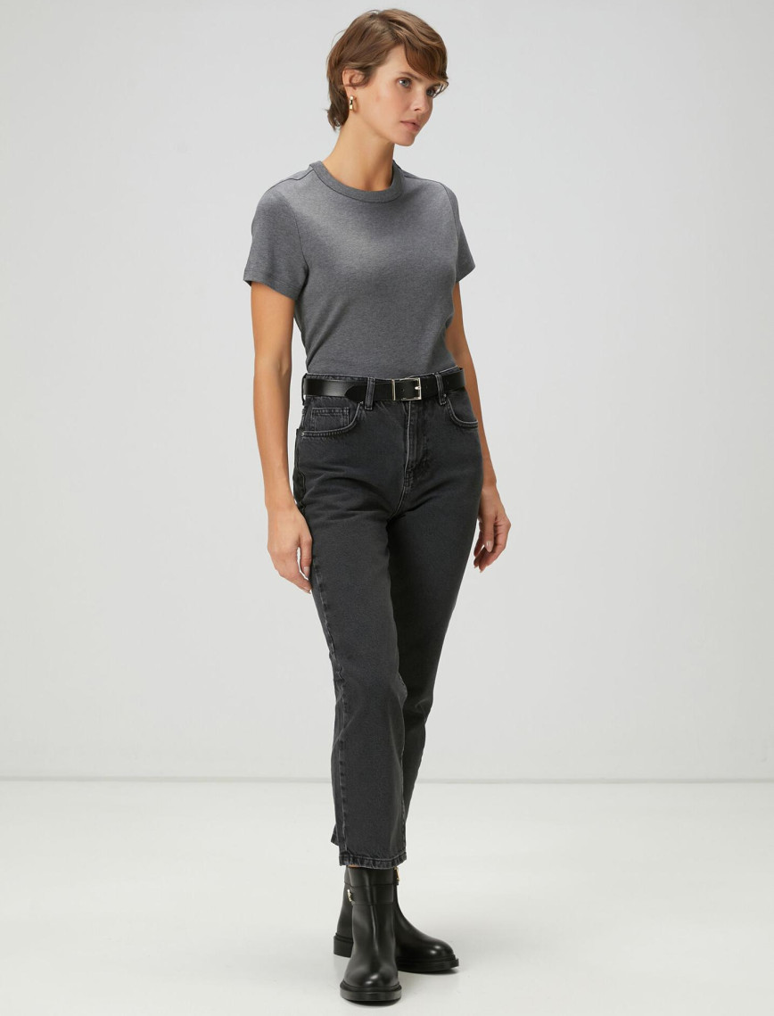 Beymen Club Kadın Koyu Gri Melanj T-shirt Beymen Club Kadın Koyu Gri Melanj T-shirt