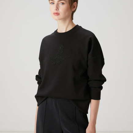 Beymen Club Kadın Siyah Logo Nakışlı Sweatshirt