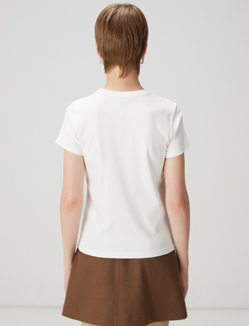 Beymen Club Kadın Kırık Beyaz Bisiklet Yaka Basic T-shirt Beymen Club Kadın Kırık Beyaz Bisiklet Yaka Basic T-shirt