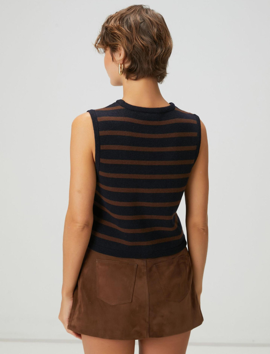 Beymen Club Kadın Kahve Lacivert Çizgili Yün Yelek Beymen Club Kadın Kahve Lacivert Çizgili Yün Yelek