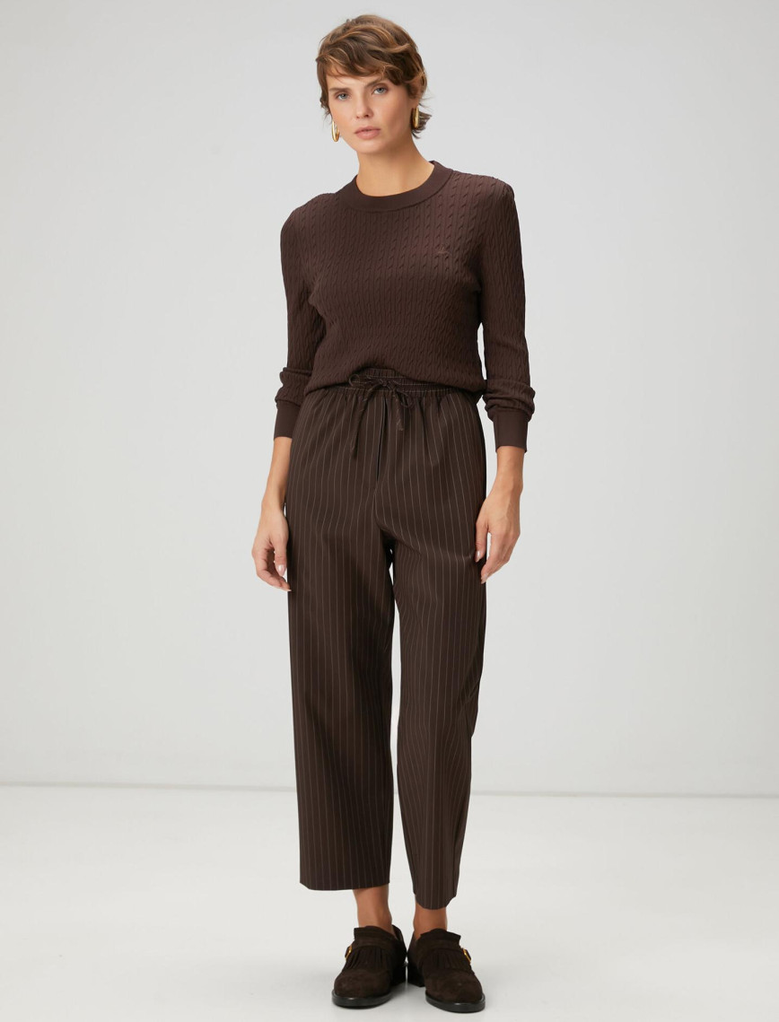 Beymen Club Kadın Kahverengi Çizgili Pantolon Beymen Club Kadın Kahverengi Çizgili Pantolon
