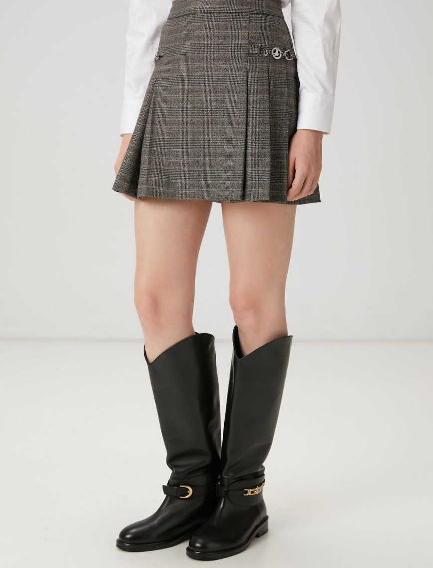 Beymen Club Kadın Gri Ekoseli Şort Etek Beymen Club Kadın Gri Ekoseli Şort Etek