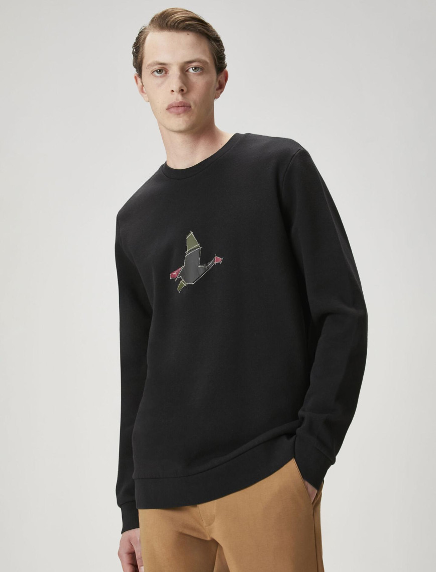 Beymen Club Erkek Beyaz Dağınık Kaz Nakışlı Sweatshirt Beymen Club Erkek Beyaz Dağınık Kaz Nakışlı Sweatshirt