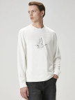 Beymen Club Erkek Kırık Beyaz Logo Baskı Detaylı Sweatshirt
