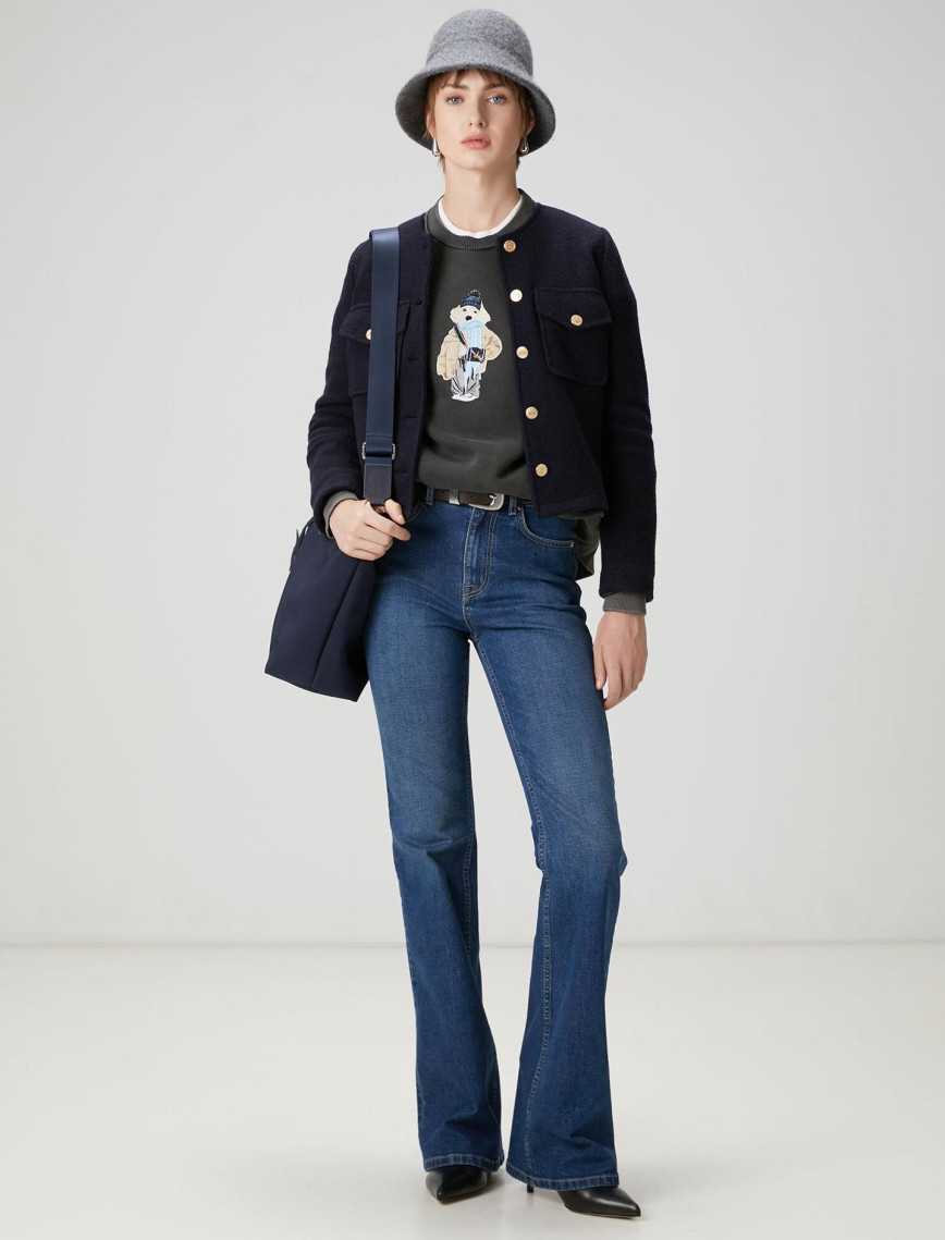 Beymen Club Kadın Mavi Taşlı Slouchy Jean Pantolon Beymen Club Kadın Mavi Taşlı Slouchy Jean Pantolon