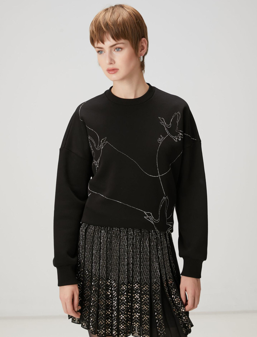 Beymen Club Kadın Siyah Taşlı Sweatshirt Beymen Club Kadın Siyah Taşlı Sweatshirt