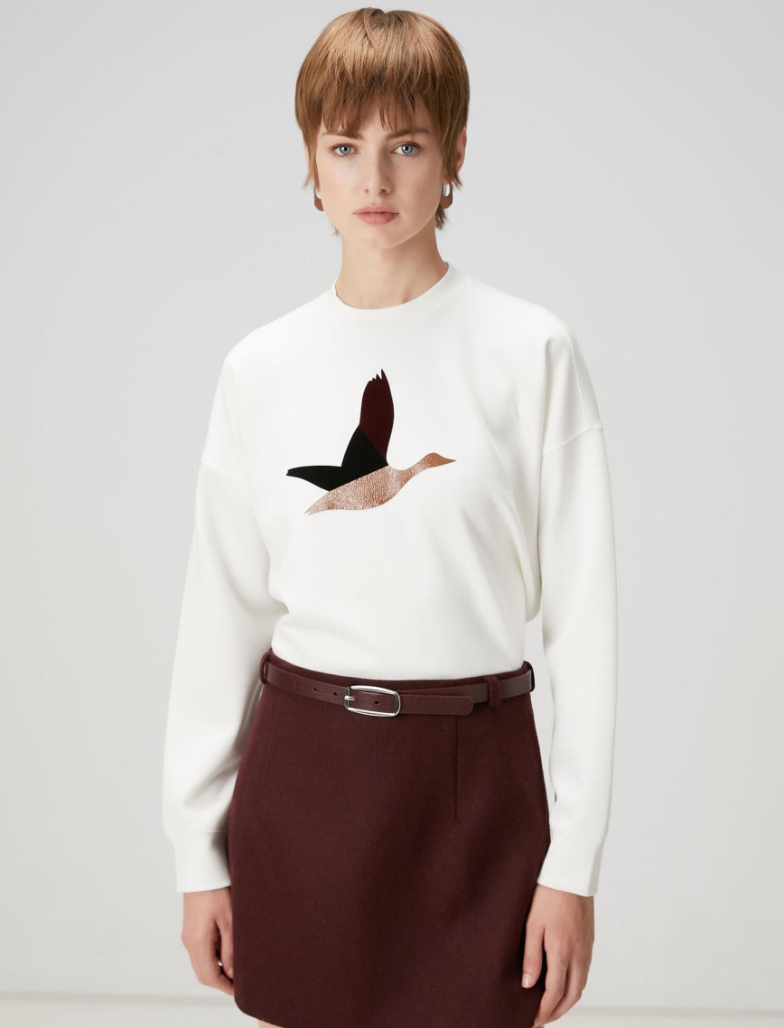 Beymen Club Kadın Ekru Logo Detaylı Sweatshirt Beymen Club Kadın Ekru Logo Detaylı Sweatshirt