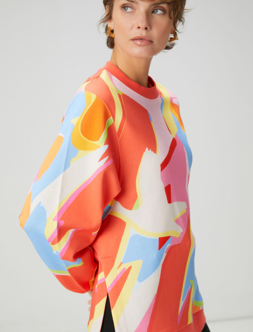 Beymen Club Kadın Çok Renkli Kuş Desenli Sweatshirt Beymen Club Kadın Çok Renkli Kuş Desenli Sweatshirt