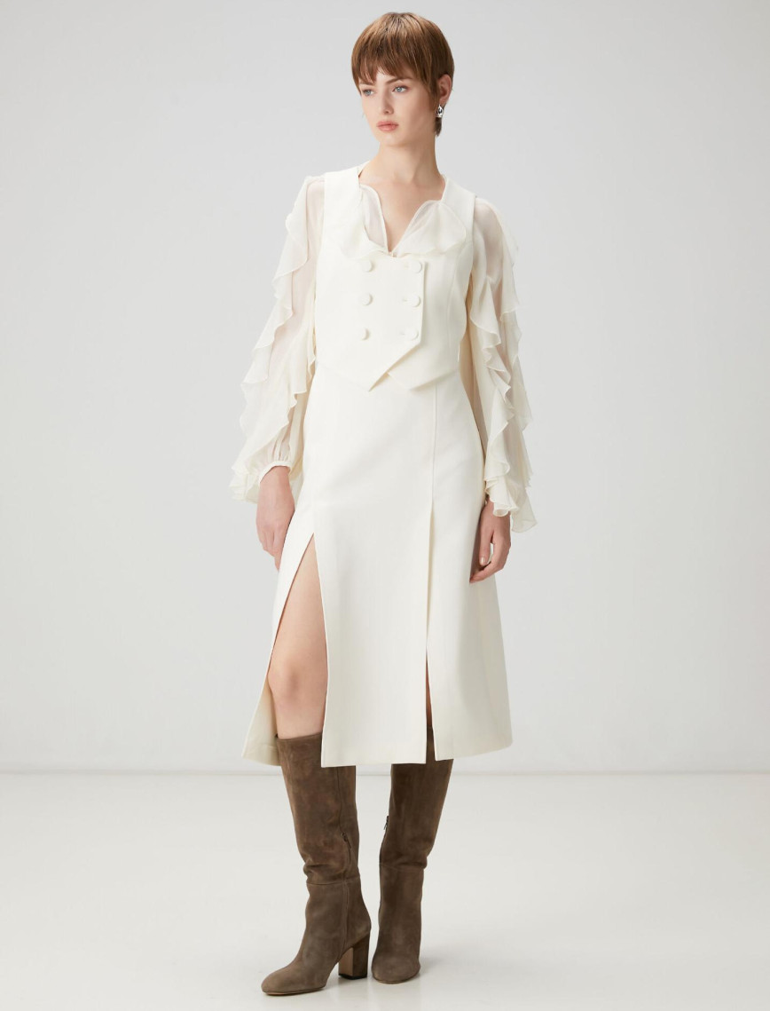 Beymen Club Kadın Ekru Çift Yırtmaçlı Midi Etek Beymen Club Kadın Ekru Çift Yırtmaçlı Midi Etek