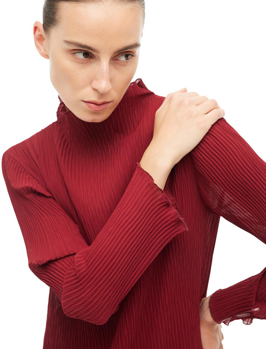 Bordo Balıkçı Yaka Midi Elbise Bordo Balıkçı Yaka Midi Elbise