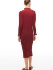 Bordo Balıkçı Yaka Midi Elbise Bordo Balıkçı Yaka Midi Elbise