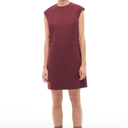 Bordo Çizgili Slim Fit Midi Elbise Bordo Çizgili Slim Fit Midi Elbise