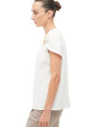 %100 Pamuk Ekru Omuz Detay Tişört %100 Pamuk Ekru Omuz Detay Tişört