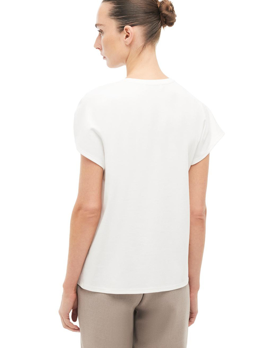 %100 Pamuk Ekru Omuz Detay Tişört %100 Pamuk Ekru Omuz Detay Tişört