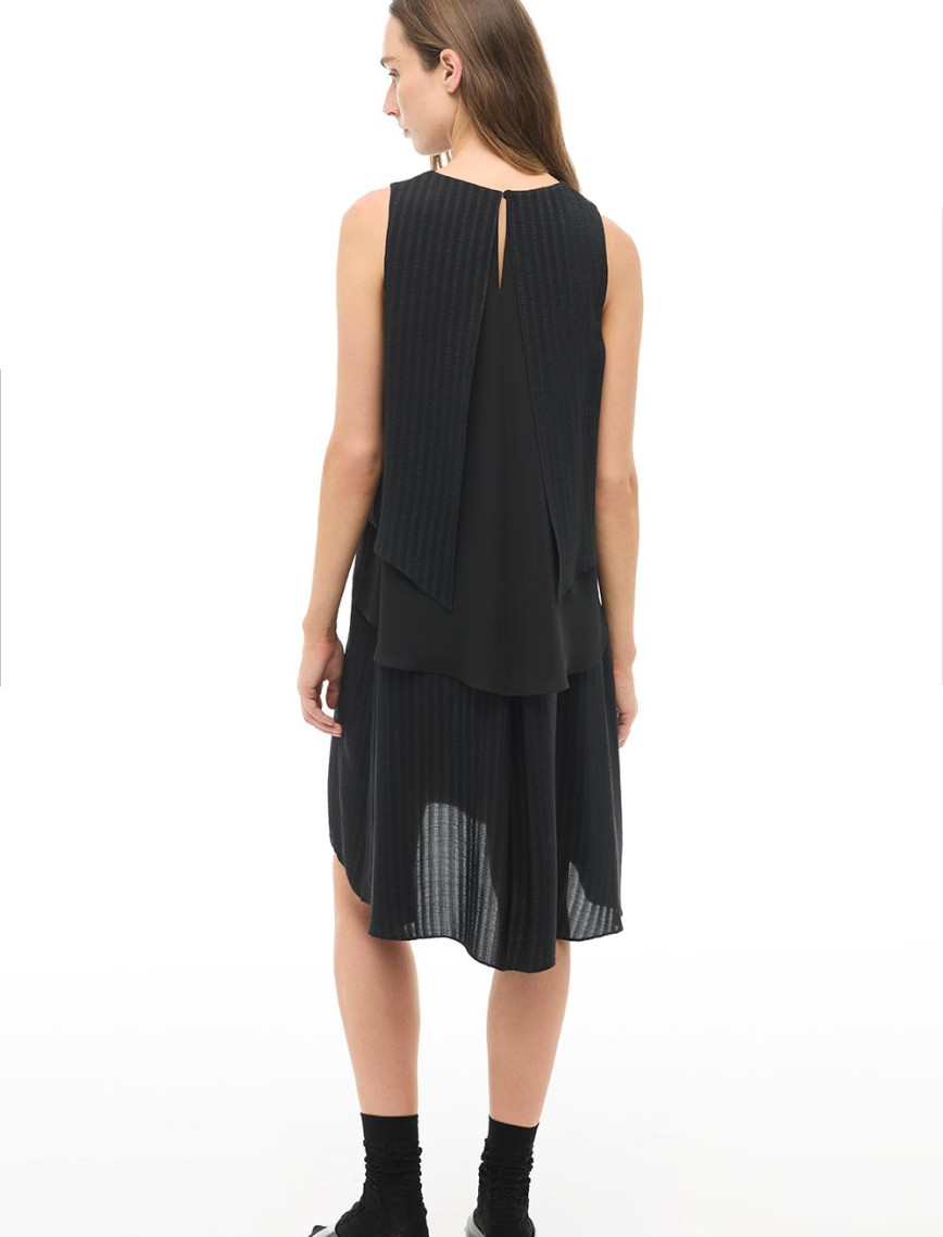 Siyah Bisiklet Yaka Diz Üstü Elbise Siyah Bisiklet Yaka Diz Üstü Elbise