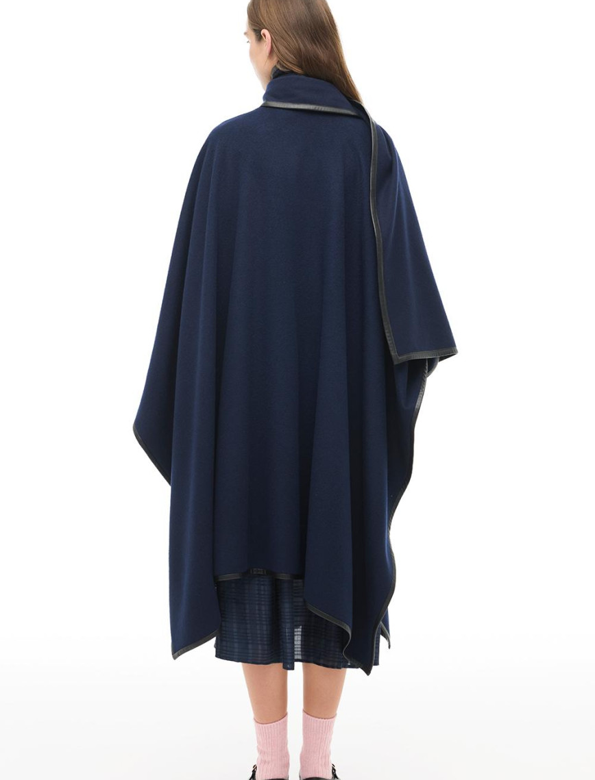 Lacivert Midi Boy Çiçek Desenli Panço Lacivert Midi Boy Çiçek Desenli Panço