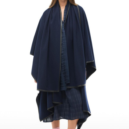 Lacivert Midi Boy Çiçek Desenli Panço Lacivert Midi Boy Çiçek Desenli Panço