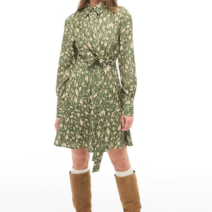 Çok Renkli Gömlek Yaka Leopar Kısa Elbise Çok Renkli Gömlek Yaka Leopar Kısa Elbise