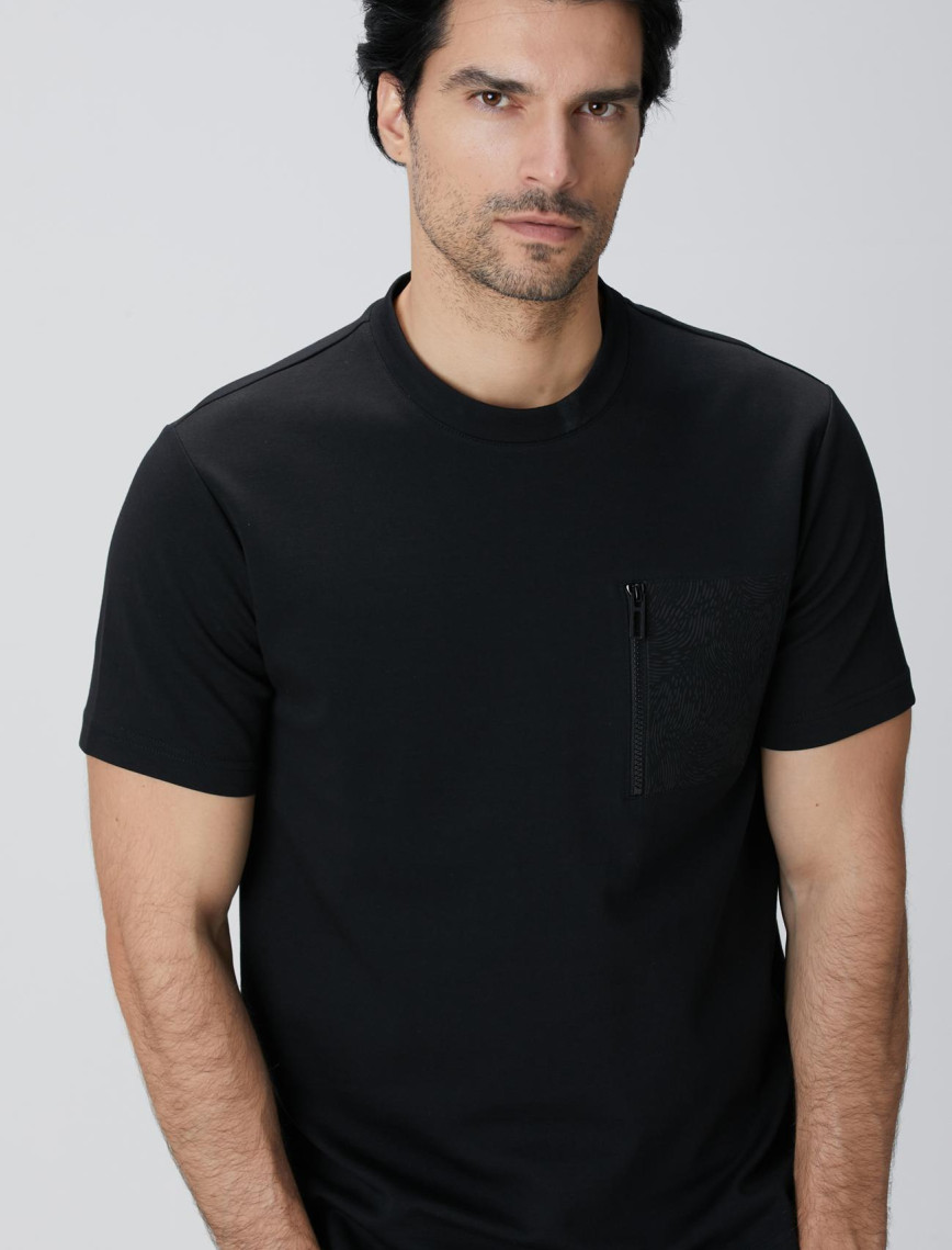 Network Erkek Siyah N-Tech Fermuar Cep Detaylı T-shirt Network Erkek Siyah N-Tech Fermuar Cep Detaylı T-shirt