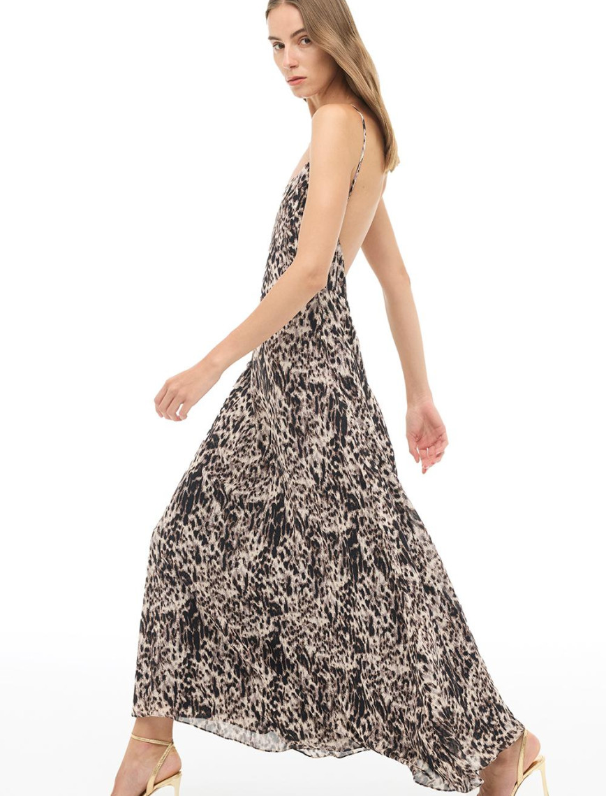 Kahverengi V-Yaka Uzun Elbise Kahverengi V-Yaka Uzun Elbise