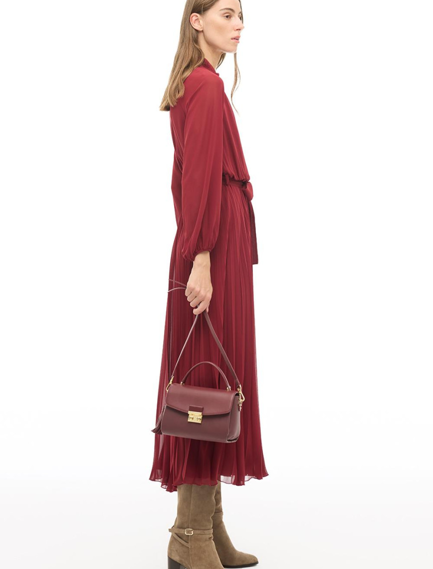 Bordo Balıkçı Yaka Bilek Boy Elbise Bordo Balıkçı Yaka Bilek Boy Elbise