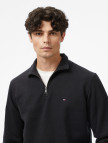 Tommy Hilfiger Essential Fleece 1/4 Erkek Siyah Yarım Fermuarlı Sweatshirt Tommy Hilfiger Essential Fleece 1/4 Erkek Siyah Yarım Fermuarlı Sweatshirt