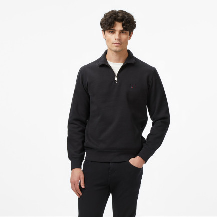 Tommy Hilfiger Essential Fleece 1/4 Erkek Siyah Yarım Fermuarlı Sweatshirt Tommy Hilfiger Essential Fleece 1/4 Erkek Siyah Yarım Fermuarlı Sweatshirt