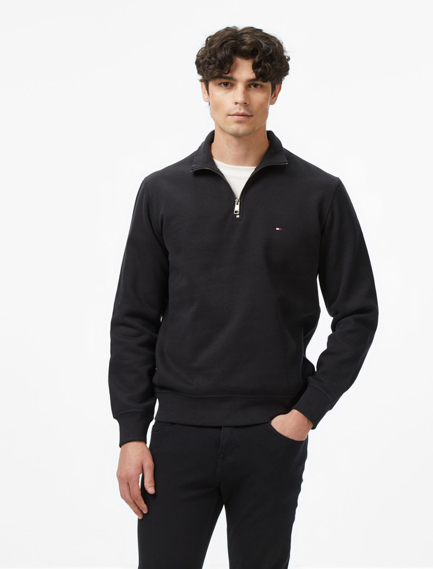 Tommy Hilfiger Essential Fleece 1/4 Erkek Kırmızı Yarım Fermuarlı Sweatshirt Tommy Hilfiger Essential Fleece 1/4 Erkek Kırmızı Yarım Fermuarlı Sweatshirt