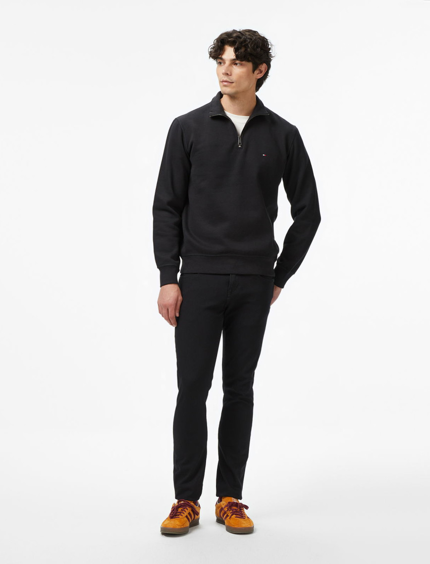 Tommy Hilfiger Essential Fleece 1/4 Erkek Siyah Yarım Fermuarlı Sweatshirt Tommy Hilfiger Essential Fleece 1/4 Erkek Siyah Yarım Fermuarlı Sweatshirt