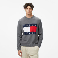Tommy Jeans Regular Melange Flag Erkek Gri Kazak Tommy Jeans Regular Melange Flag Erkek Gri Kazak